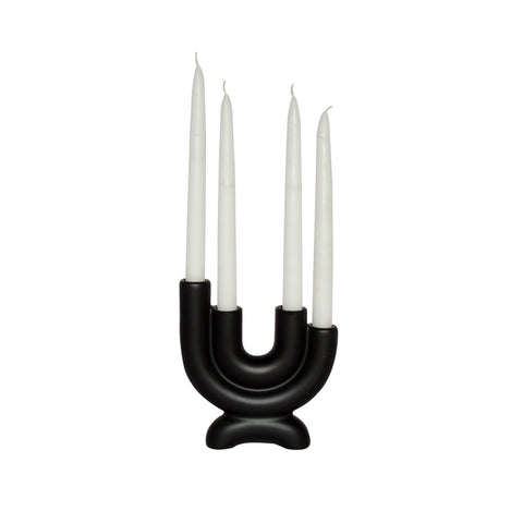 Candelabro x4 Negro Home 17.5 x 18.5 cm